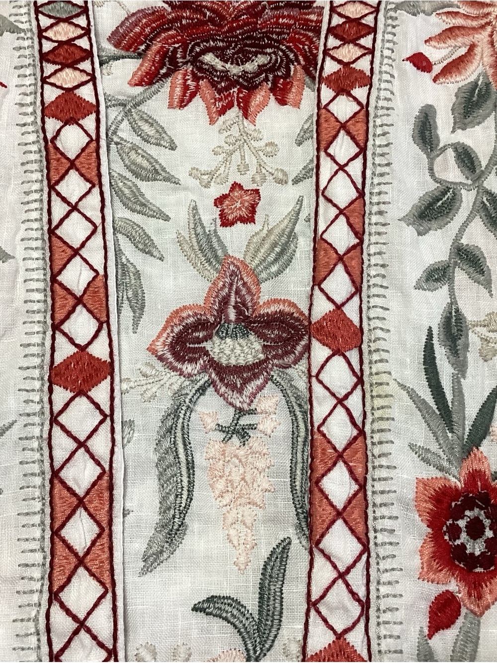 Johnny Was 100% Linen Floral Embroidered Kimono Cardigan S Boho Hi-Low waterfall - Picture 5 of 9